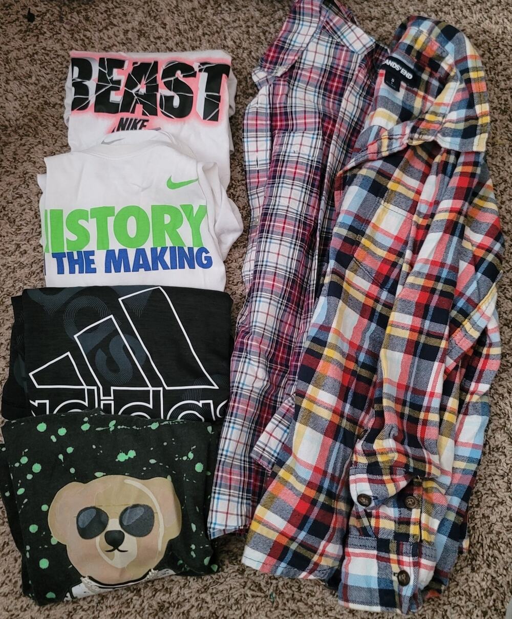 Nike, Lands End, Adidas, Prime Boys top Bundle- size Small- 6 pieces